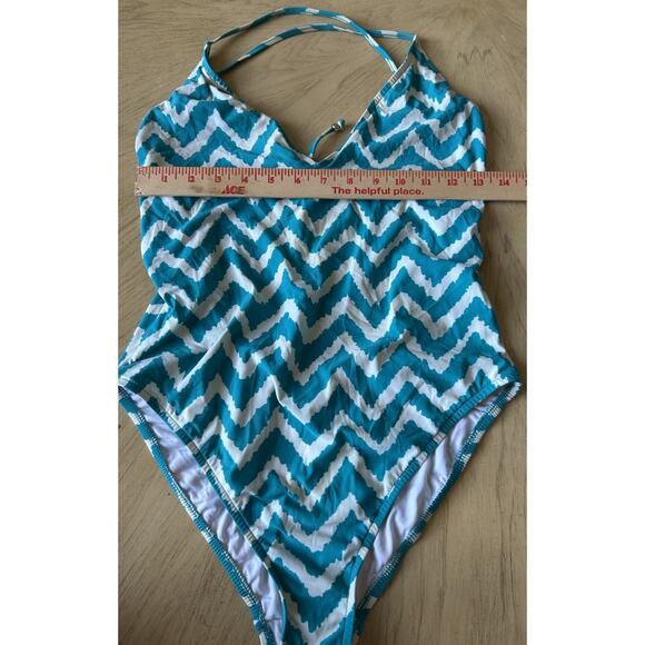 $295 Milly Cabana Swimsuit Retro Print Green Stripe One Piece Low Cut Sexy Med - Picture 8 of 11